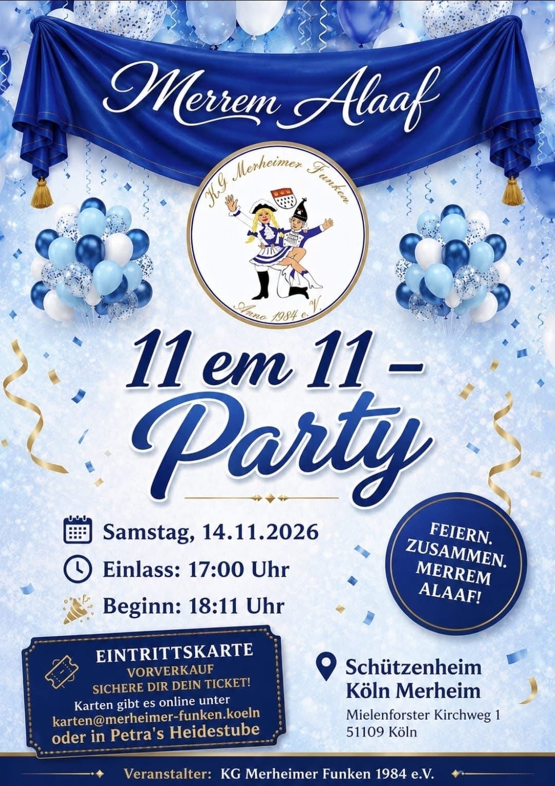 Eintrittskarte – 11 em 11 Party 2026 🎉🔵⚪